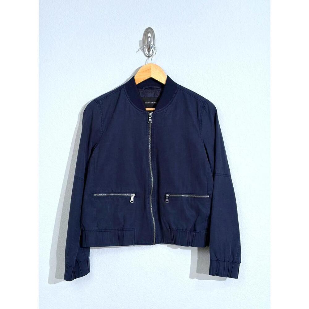 Banana Republic S Navy Bomber Jacket Spring Outerwear Dadcore Travel Staple